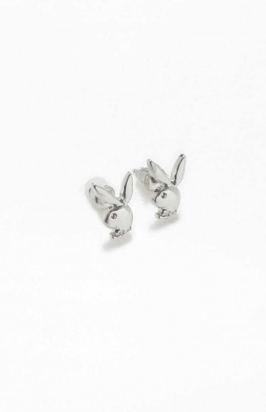 Aretes PacSun Playboy x Playboy Stud Hombre Plateadas | TJBAP1836