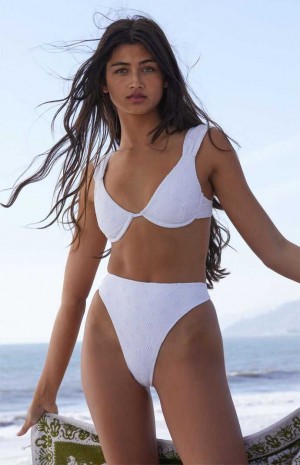 Bañadores PacSun Eco White Layla Eyelet High Waisted Bikini Mujer Blancas | CPDGR2856