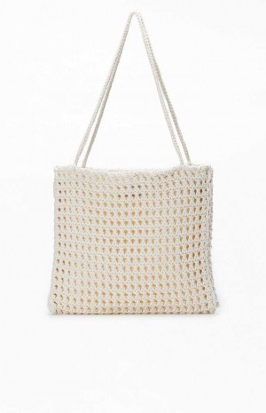 Bolsa PacSun Crochet Shoulder Mujer Creme | KUISG1853