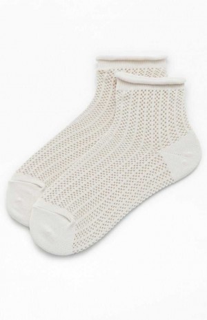 Calcetines PacSun Knit Mesh Ankle Mujer Creme | WIANP0528