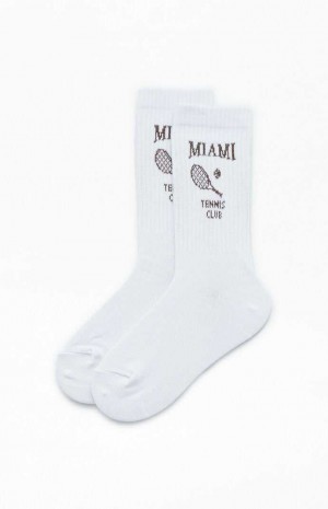 Calcetines PacSun Miami Tenis Club Crew Mujer Blancas | PVWSC5809