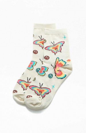 Calcetines PacSun Trippy Butterfly Crew Mujer Multicolor | QRLBA1539