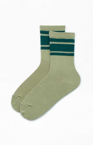 Calcetines PacSun Varsity Stripe Crew Mujer Verde | BVPGE5063