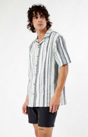 Camisas PacSun Black Woven Camp Hombre Negras Blancas | PVEYD2489