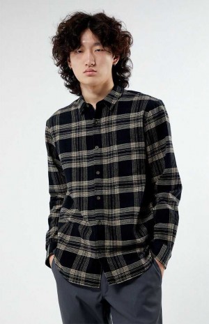 Camisas PacSun Black & Tan Classic Plaid Hombre Negras Marrones | ZIHFM3017