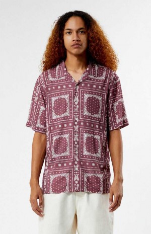 Camisas PacSun Brown Paisley Camp Hombre Burdeos | JOGCP3497