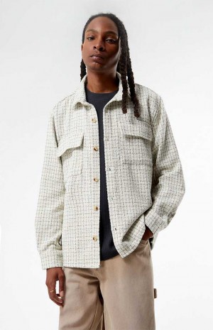 Camisas PacSun Classic Tweed Oversized Shacket Hombre Creme | RPFWV2378