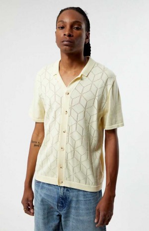 Camisas PacSun Cream Pattern Knit Hombre Creme | PLOXN5170