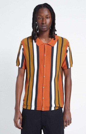 Camisas PacSun Desert Knit Button Down Hombre Marrones | FOQKB7614