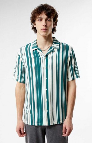 Camisas PacSun Dillon A Rayas Camp Hombre Verde | CFRIS8046