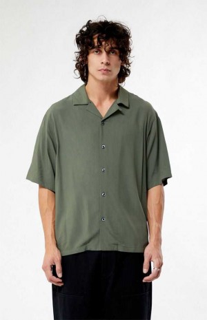 Camisas PacSun Olive Oversized Camp Hombre Verde Oliva | DWMLN2716