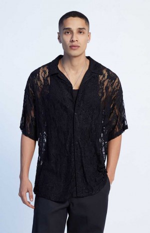 Camisas PacSun Oversized Scallop Encaje Camp Hombre | OEKYG5429