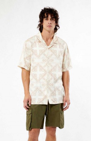 Camisas PacSun Paisley Camp Hombre Creme | QVTMS6384