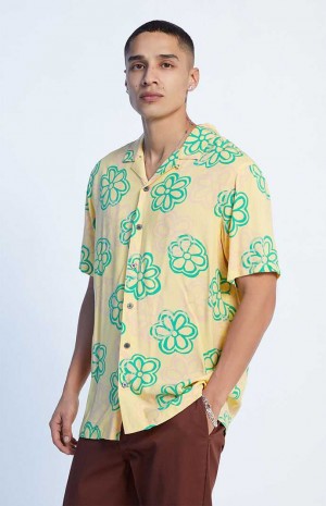 Camisas PacSun Sola Resort Camp Hombre Amarillo | SDAXT2819