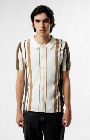 Camisas PacSun Tan Button Down Polo Hombre Creme Marrones | WXSDE2503