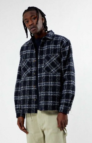 Camisas PacSun Wooly Shadow Plaid Classic Hombre Azul Marino | MUNVE6705