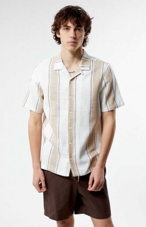 Camisas PacSun Woven Camp Hombre Marrones Blancas | SMXOP2607