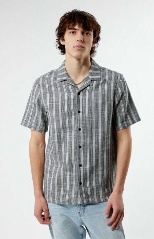 Camisas PacSun Woven Camp Hombre Negras Blancas | LZXES7189