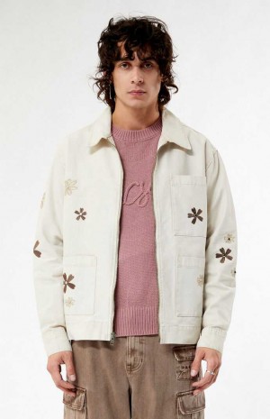 Chaquetas PacSun Floral Applique Hombre Creme | ENQWY5870