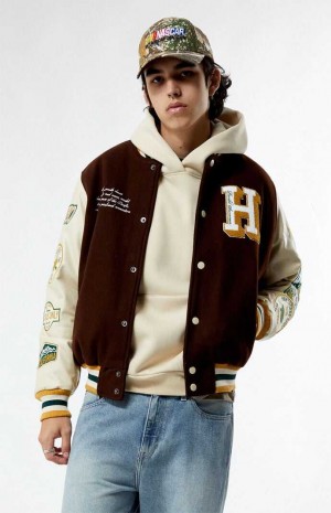 Chaquetas PacSun Hawthorne Varsity Hombre Marrones | AZXGD1256