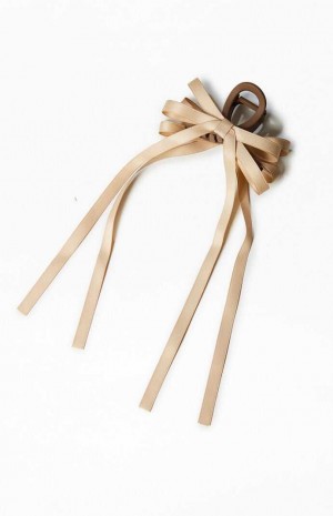 Clips PacSun Satin Bow Hair Clip Mujer Beige | APREQ2861