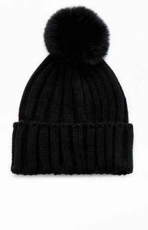 Gorro PacSun Pom Pom Mujer Negras | ZIOQK7492