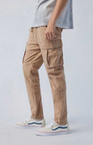 Pantalon PacSun Eco Stretch Lona Khaki Slim Cargo Hombre Kaki | HWITQ7203