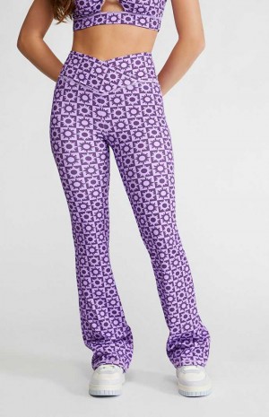 Pantalones PacSun Active Flying V Flare Yoga Mujer Moradas | OEKNA1326