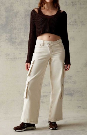 Pantalones PacSun Bone Asymmetrical '90s gy Cargo Mujer Beige | HBMRK3940