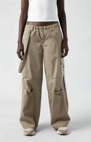 Pantalones PacSun Brown Toggle gy Cargo Mujer Marrones | HCGMQ7930