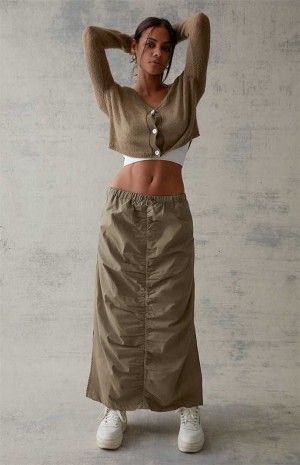 Pantalones PacSun Cinched Front Midi Skirt Mujer Verde Oliva | XKHDA5649