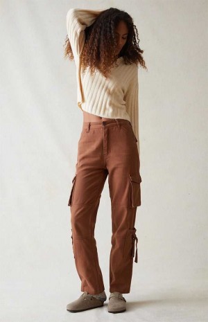 Pantalones PacSun Comodidad Stretch Brown Cargo Dad Mujer Marrones | ZSEGB0643