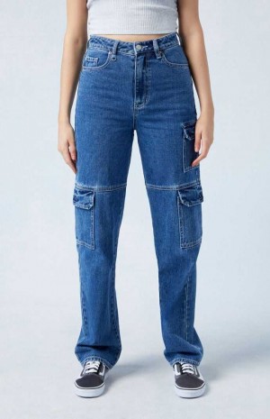 Pantalones PacSun Dark Indigo '90s Boyfriend Cargo Mujer Indigo Oscuro | CQTRO7069