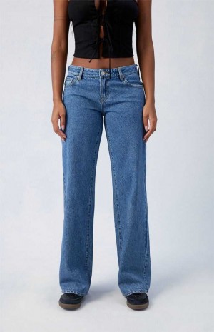 Pantalones PacSun Dark Indigo Wren Low Rise Anchos Leg Mujer Indigo Oscuro | FHVYM4602