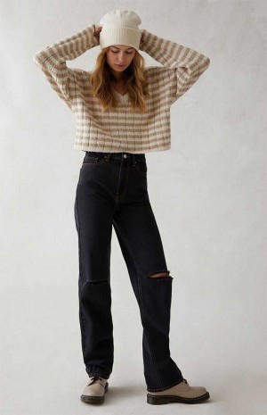 Pantalones PacSun Eco Black Ripped '90s Boyfriend Mujer Negras | MBJHN4287