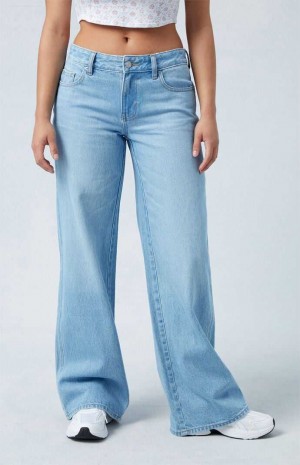 Pantalones PacSun Eco Light Blue Low Rise gy Mujer Indigo | IUHCY2169