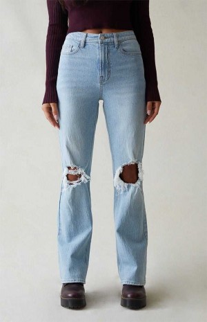 Pantalones PacSun Eco Light Blue Ripped Curve High Waisted Bootcut Mujer Indigo | DSKHW9534