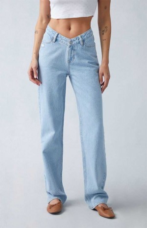 Pantalones PacSun Eco Light Indigo V-Dip '90s Boyfriend Mujer Indigo | UBDXS3790