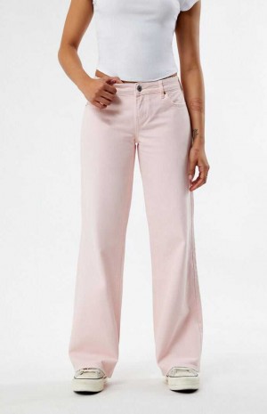 Pantalones PacSun Eco Light Pink Low Rise Anchos Leg Mujer Rosas Claro | QVZXU8635