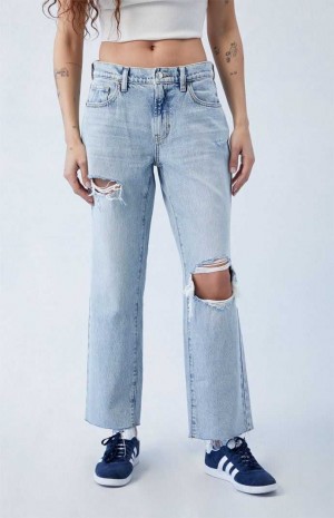 Pantalones PacSun Eco Stretch Light Blue Ripped '90s Directo Leg Mujer Indigo | AWXCD2087