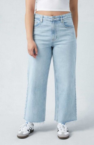 Pantalones PacSun Eco Stretch Light Indigo Curve Cropped Anchos Leg Mujer Indigo | WERON0987