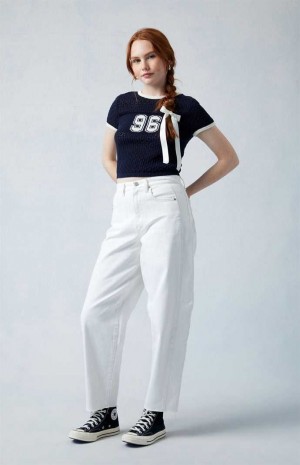 Pantalones PacSun Eco White Barrel Mujer Blancas | ZHKDI5704