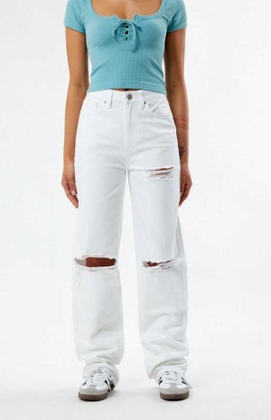 Pantalones PacSun Eco White Ripped '90s Boyfriend Mujer Blancas | HBXAW2790