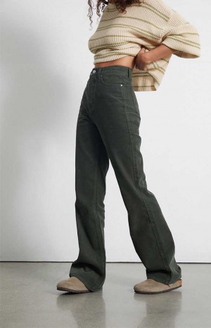 Pantalones PacSun Green Corduroy High Waisted Bootcut Mujer Verde | ZJYTB7956