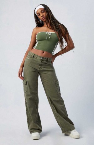 Pantalones PacSun Green Low Rise Extreme gy Cargo Mujer Verde | YNLKC2647