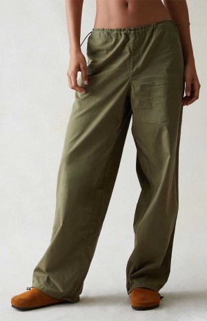 Pantalones PacSun Green Low Rise Parachute Mujer Verde | FMAXB9051