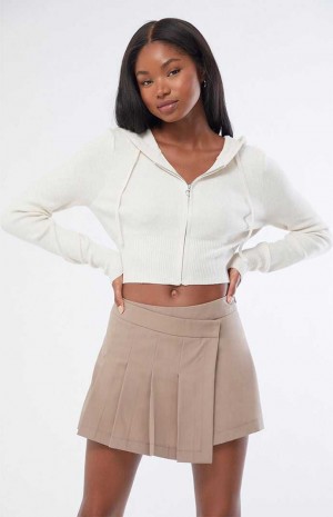 Pantalones PacSun Kendall & Kylie Asymmetrical Plisado Mini Skort Mujer Marrones | EBTNC9835