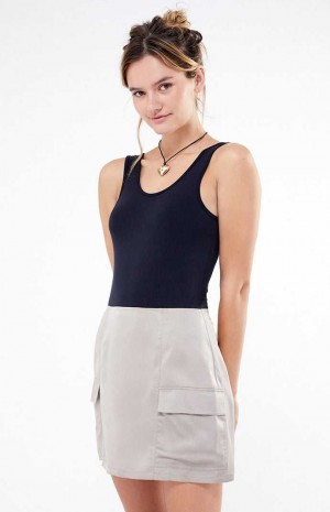 Pantalones PacSun Kendall & Kylie Satin Cargo Mini Skirt Mujer Gris | CVIYL9023