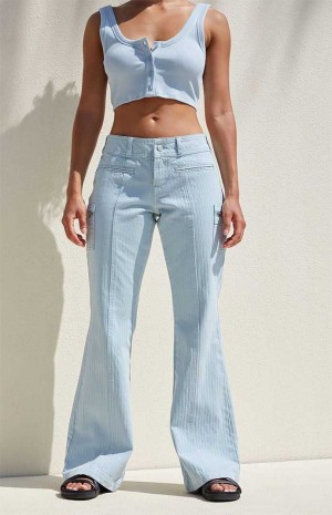 Pantalones PacSun Light Blue Low Rise Cargo Flare Mujer Azules Claro | MZCUF8493