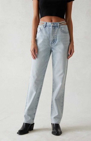 Pantalones PacSun Light Blue Sparkle Dad Mujer Indigo | QFDIM8514